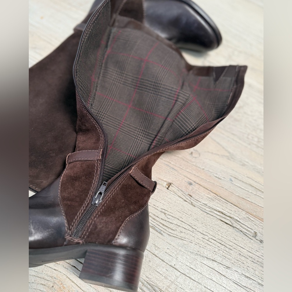 Etienne Aigner Brown Knee-High suede and leather Women's Boots size 6 New - Picture 12 of 14